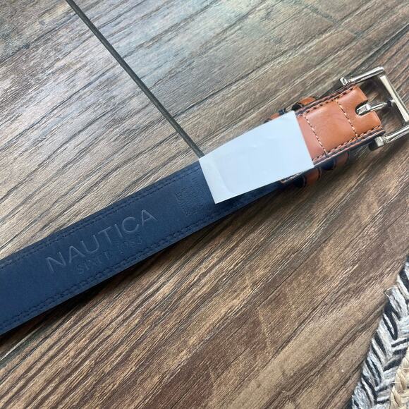 Nautica Boys BELT Double Loops Stitched Edge Camel Brown Imitation Leather Sz 22 - Picture 6 of 6